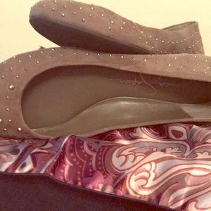 Jessica Simpson charcoal micro suede studded flat